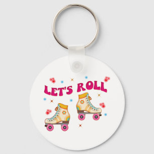 Let's Roll Roller Skate Retro Skater Lovers  Key Ring