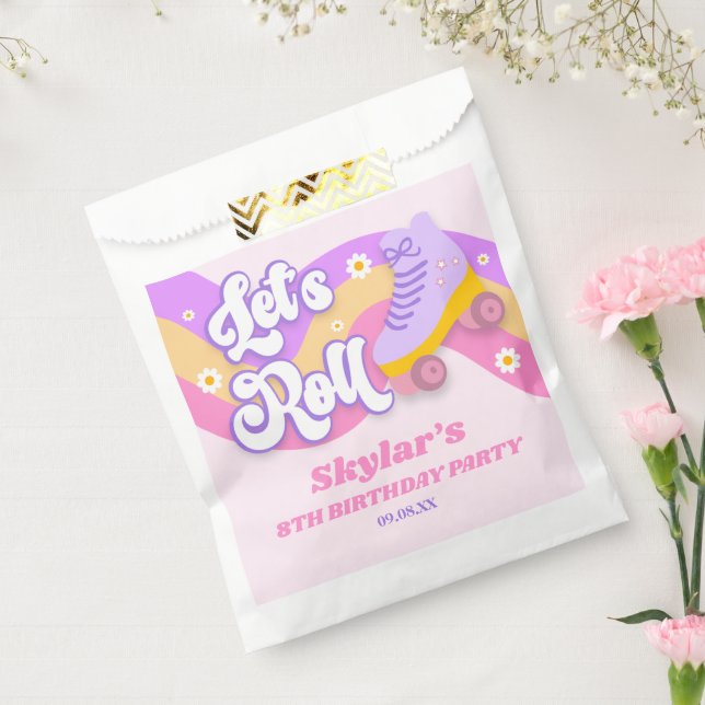 Let's Roll Roller Skate Skating Birthday Party Favour Bags (Sealed)