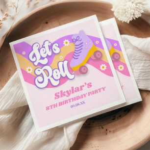 Let's Roll Roller Skate Skating Birthday Party Napkin