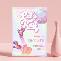 Let's Roll Roller Skating Kids Birthday Party Sign
