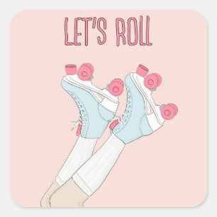 Lets Roll Rollerskate Square Sticker