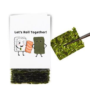 Let's Roll Together! Kawaii Sushi Holiday Card