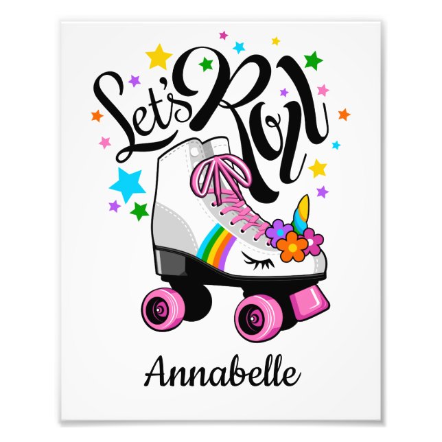 Let's Roll Unicorn Roller skate girl's Photo Print (Front)