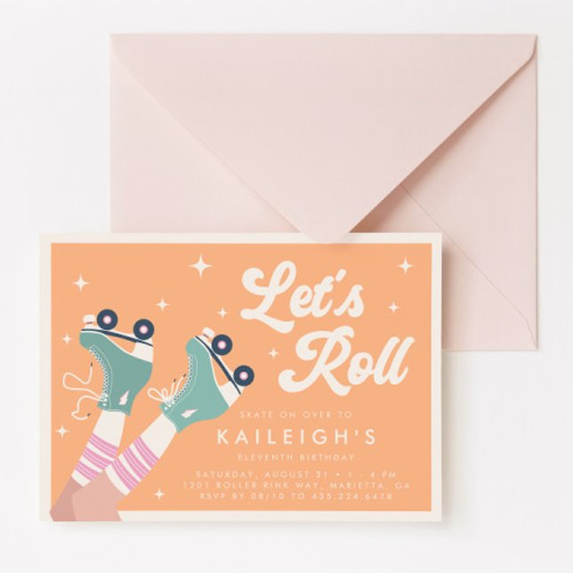 Let's Roll Y2K 90s Roller Rink Girls Birthday Invitation (Creator Uploaded)