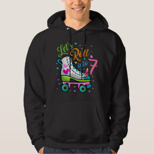 Let's Rolling Into 7 Years Old 7th Birthday Skatin Hoodie