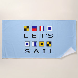 Let's Sail Colourful Nautical Flags Beach Towel