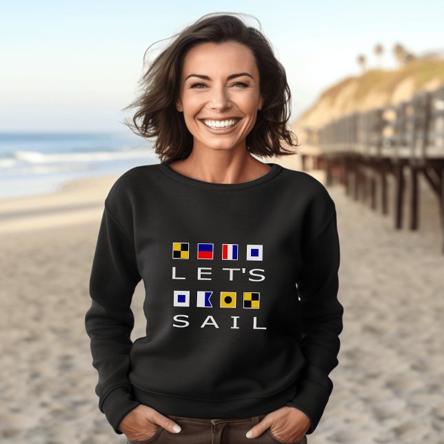 Let's Sail Colourful Nautical Flags Dark Colour Sweatshirt (Creator Uploaded)
