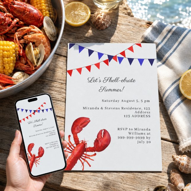 Let's shell-ebrate summer party coastal invitation (Creator Uploaded)