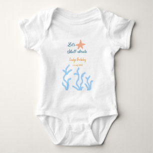 Let's shell-ebrate under the sea blue birthday  baby bodysuit