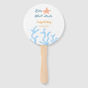 Let's shell-ebrate under the sea blue birthday hand fan