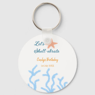 Let's shell-ebrate under the sea blue birthday key ring