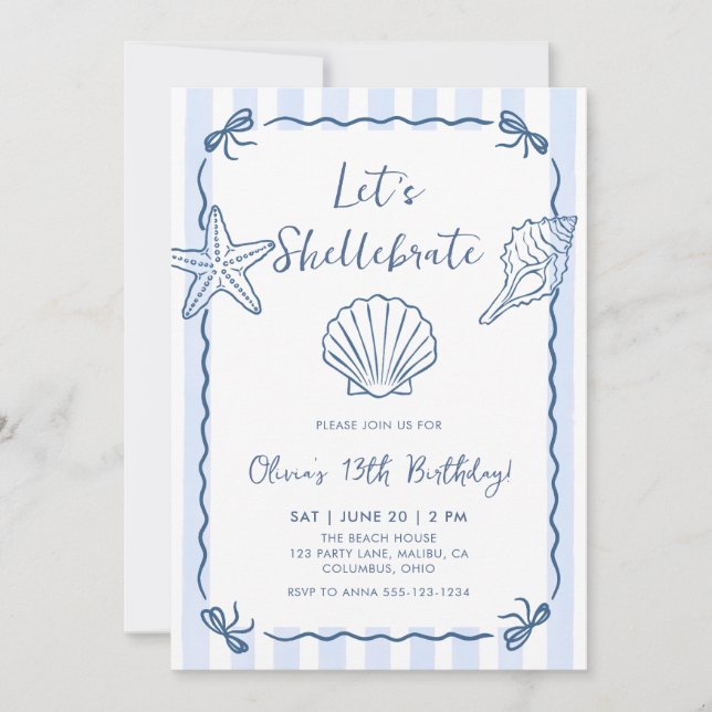 Let's Shellebrate Seashell Birthday Invitation (Front)
