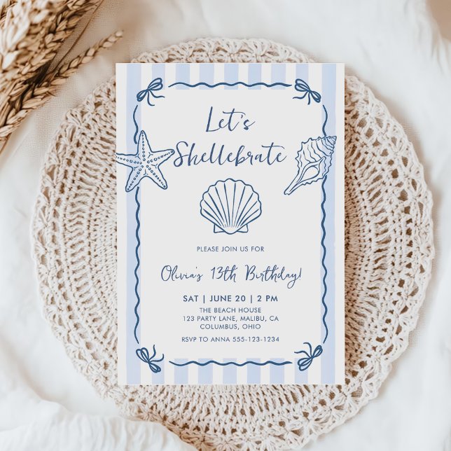 Let's Shellebrate Seashell Birthday Invitation (Creator Uploaded)