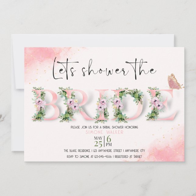 Let's Shower The Bride Floral Bridal Shower Invitation (Front)