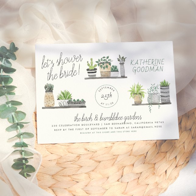 Let's Shower The Bride Modern Greenery Houseplants Invitation (Creator Uploaded)