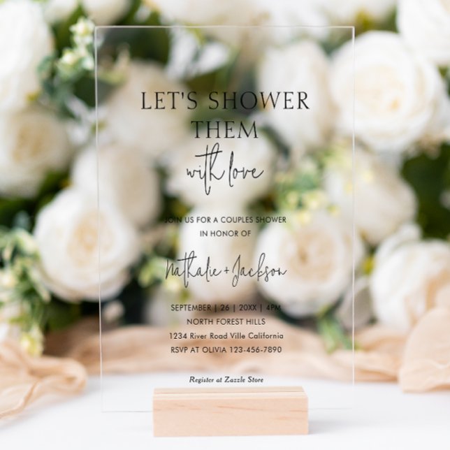 Let's Shower Them With Love | Boho Shower Bridal Acrylic Invitations (Creator Uploaded)