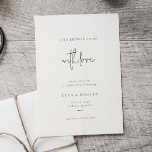 Let's Shower Them With Love Modern Couples Shower  Invitation