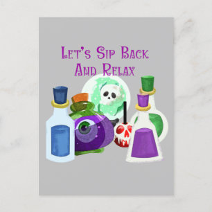 Let's Sip Back And Relax - Halloween Potions Postcard