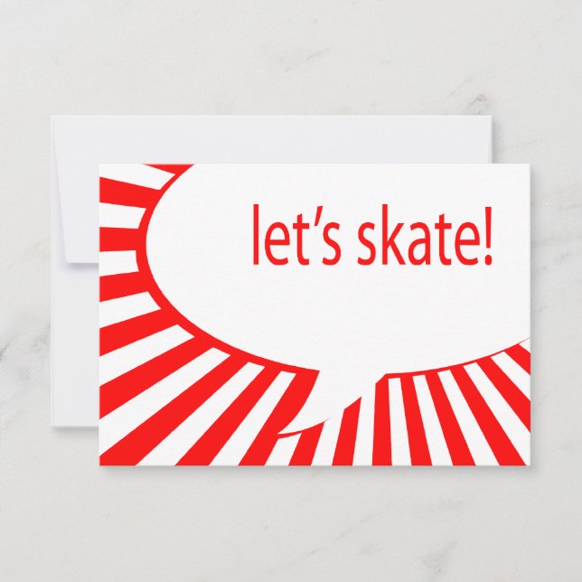 let's skate! cartoon speech bubble invitation (Front)