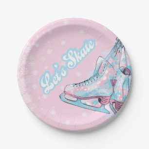 "Let's skate" figure ice skating birthday party Paper Plate