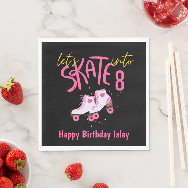 Let's Skate Into Eight Birthday Paper Napkin (Insitu)