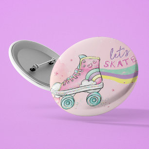 Let's Skate l Roller Skating party Girl Birthday  3 Cm Round Badge