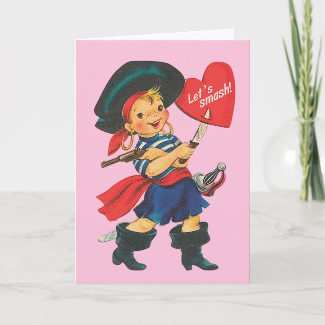 Let's smash! - funny vintage Valentine's day card (Front)