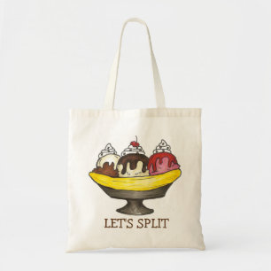 Let's Split Banana Ice Cream Sundae Icecream Tote Bag