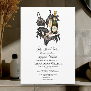 Let's Spoil Her Bra Lace Lingerie Bridal Shower Invitation