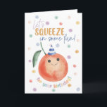 Let's Squeeze in Some Fun Birthday Orange Funny  Card<br><div class="desc">Let's Squeeze in Some Fun Birthday Orange Funny Greeting Cards - Designed by Bloomella</div>