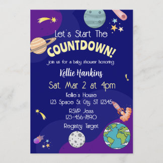 Let's Start the Countdown, Space Baby Shower Invitation