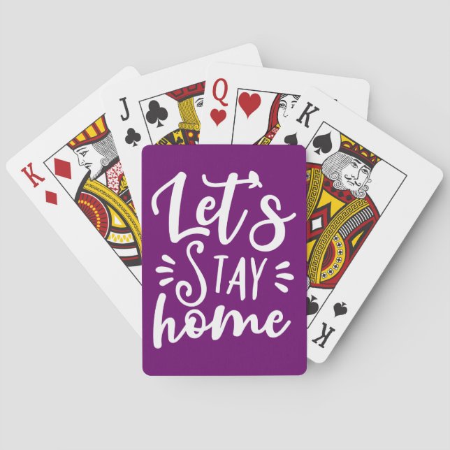 Let's Stay Home Purple Playing Cards (Back)