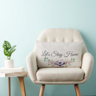 Let's Stay Home Watercolor Floral Lumbar Cushion
