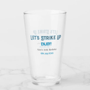 Let's strike up blue grey happy 10 birthday name  glass