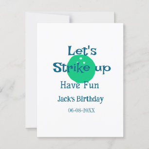 Let's strike up have fun green ball birthday name  postcard