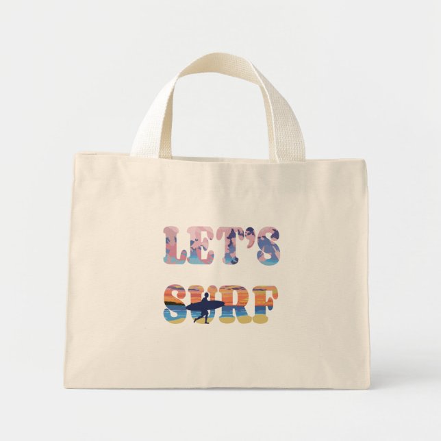 Let's Surf Mini Tote Bag (Front)