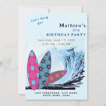 Let's surf surfboard beach birthday party