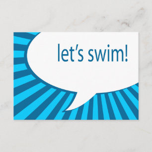 let's swim! comic speech bubble invitation