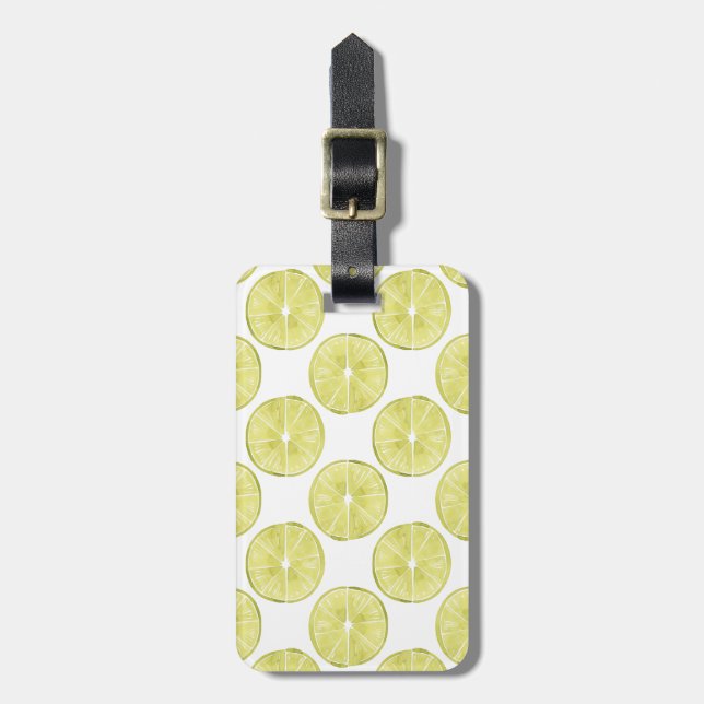 Let's Taco About It | Lime Pattern Luggage Tag (Front Vertical)