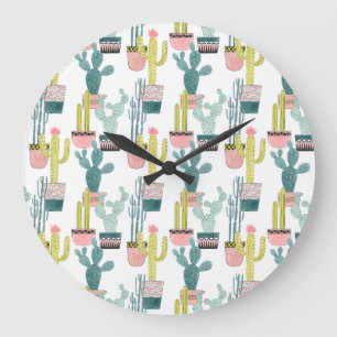 Let's Taco About Love   Cactus Pattern Large Clock