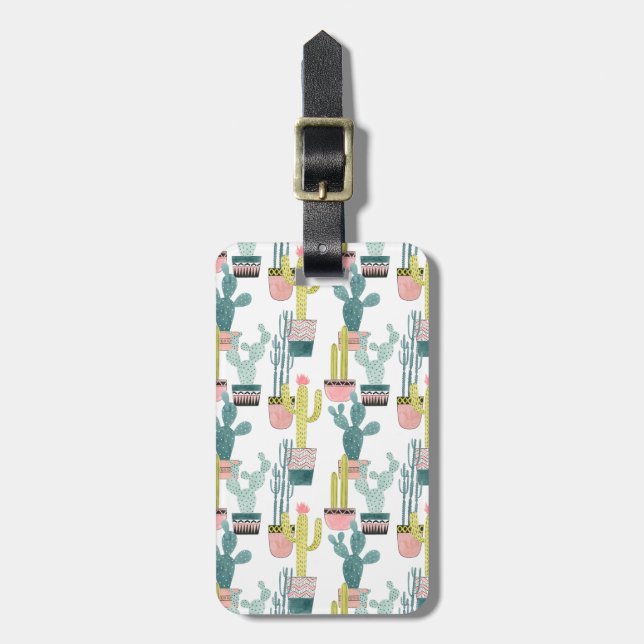 Let's Taco About Love | Cactus Pattern Luggage Tag (Front Vertical)