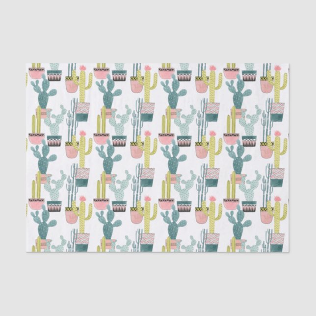 Let's Taco About Love | Cactus Pattern Tissue Paper (Front)