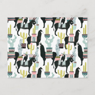Let's Taco About Love   Llama & Donkey Pattern Postcard