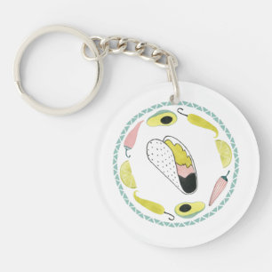 Let's Taco About Love   Taco Element Circle Key Ring