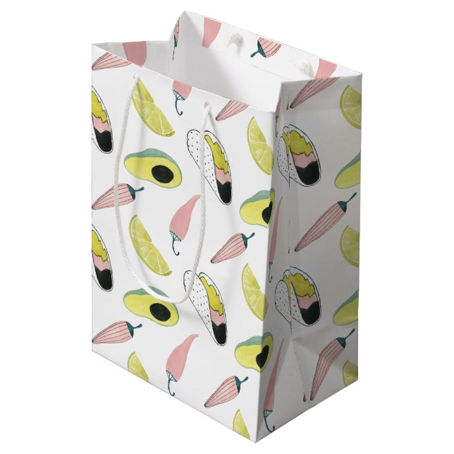 Let's Taco About Love | Taco Element Circle Medium Gift Bag (Front Angled)