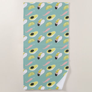 Let's Taco About Love Taco Element Pattern Beach Towel