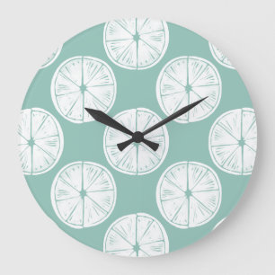 Let's Taco About Love   Teal Lime Pattern Large Clock