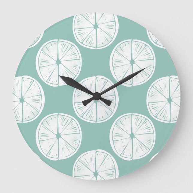 Let's Taco About Love | Teal Lime Pattern Large Clock (Front)