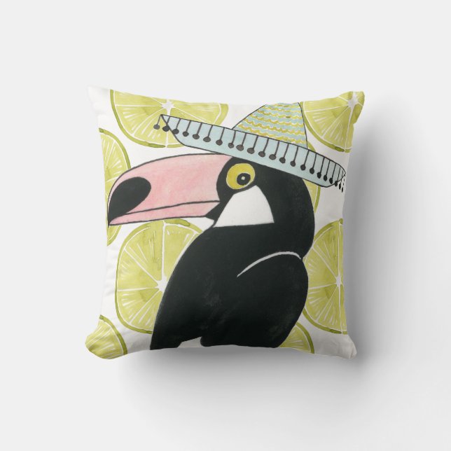 Let's Taco About Love | Toucan Sombrero Cushion (Front)