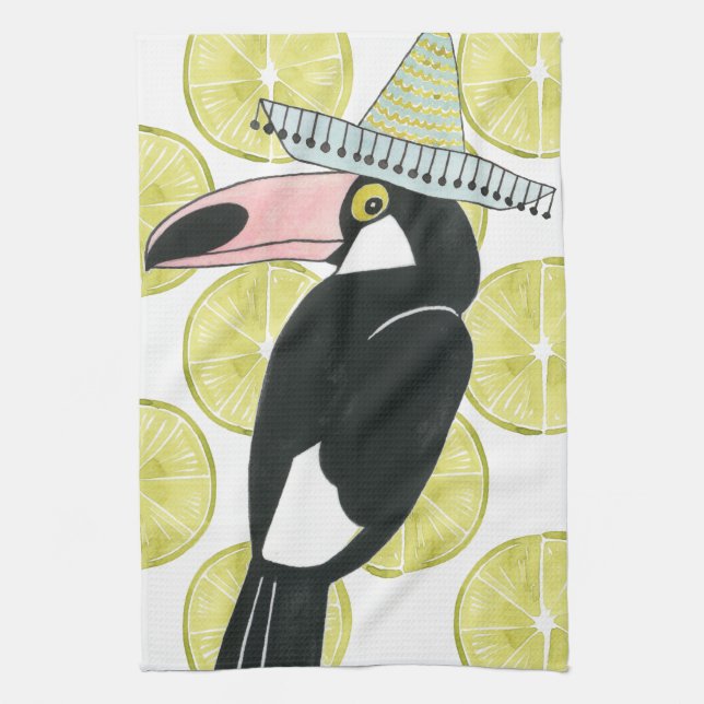 Let's Taco About Love | Toucan Sombrero Tea Towel (Vertical)